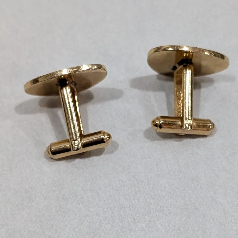 Vintage Brushed Gold Tone Flex-Let Cuff Links